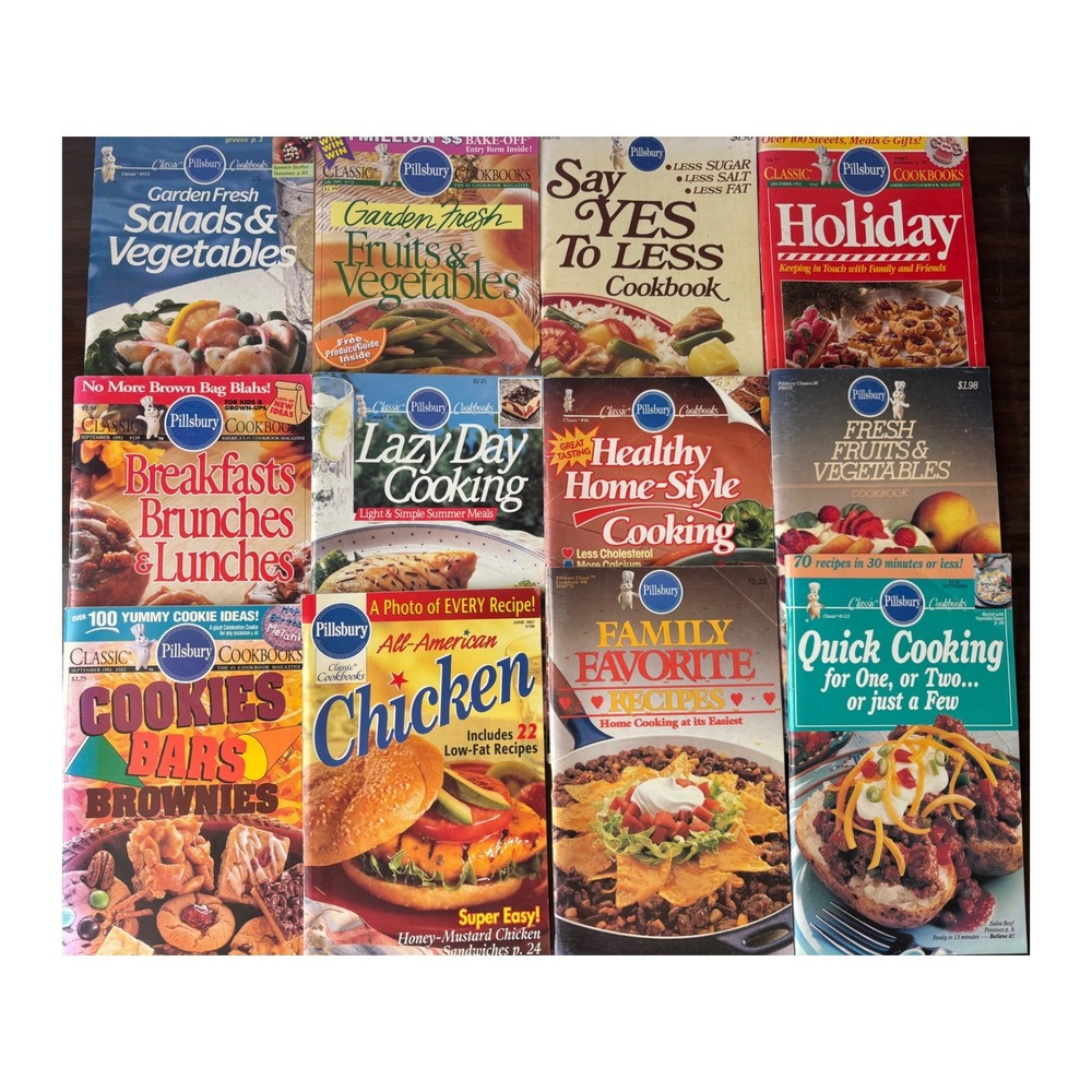 Lot of 12 Vtg Pillsbury Classic Cookbooks 1990s Recipes Holiday Healthy Quick